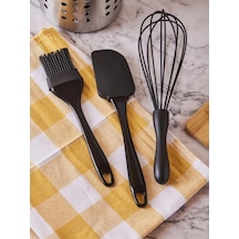 Perotti 15398 Mundo 3'lü Set Çırpıcı,spatula Ve Fırça Çırpıcı Seti Siyah Renkli
