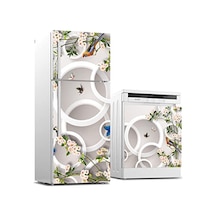 Ayrex Buzdolabı Ve Bulaşık Makinası Beyaz Eşya Sticker Kaplama Yuvarlak Kuş Çiçek Diğer