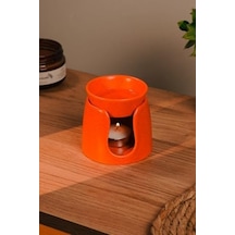 Love Bundles Turuncu Özel Tasarım Seramik El Yapımı Buhurdanlık Mumluk Dekoratif 1 Adet Tealight Mum Ile Turuncu 50 x 22