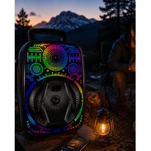 Hubrendy Tekno 8 İnç Karaoke Hoparlör Usb Aux Fm Destekli Işıklı Speaker