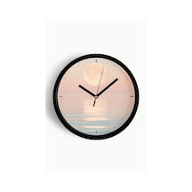 Soyut - Bohem - Doğa - Deniz Manzaralı Modern Duvar Saati - 30cm - Önü Camlı Siyah Kasa-jh0817 Siyah