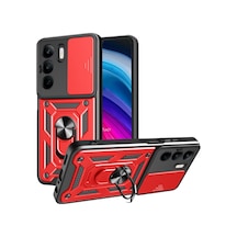 C75 4g Kılıf Pars Lens Yüzüklü Silikon - Kırmızı