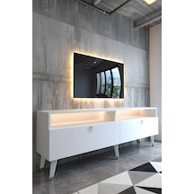 Resital Ledli Tv Sehpası - Led Işıklı - Gold Beyaz - Gl9016-1