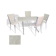 Japon - Kapitoneli Masa Takımı - 70x120 Werzalit, Wermodin Ve Allzalit Tabla - Golden Marble - Krem Çok Renkli