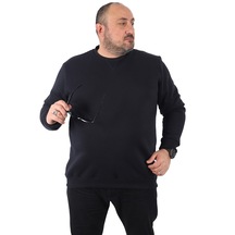 Mocgrande Büyük Beden Sweatshirt V design 22742 LACIVERT