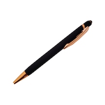 2 Adet Tükenmez Kalem Rubber Touchpen Metal Gövde Kauçuk Kaplamalı Dokunmatik Kalem Siyah Stylus 1