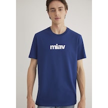 Mavi Miav Baskılı Tişört 067153-70722 Lacivert Mavi