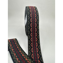 5 Cm Kilim Desenli Lastik-5 Metre Yeşil/turuncu
