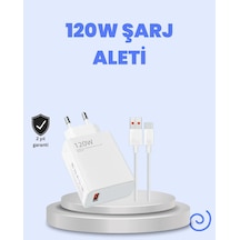 120 Watt Turbo Şarj Cihazı Xiaomi Redmi Note 10 11 12 Uyumlu Beyaz