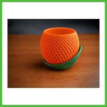 Vaveni 3d Baskı Küre Saksı - Kafes Dokulu İki Parçalı Dekoratif Saksı - Turuncu-yeşil Arz 06823191