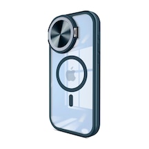 Newface Apple İphone 15 Pro Max Kılıf Teleskop Lens Magsafe Silikon Kapak - Lacivert
