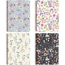 Keskin Color Defter Karton Kapak Spiralli Çiçek 16,5x22,5 80 Yp Çiz. Çok Renkli