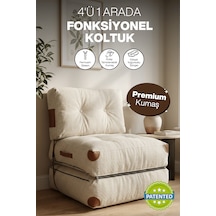 Reyo Pufymax Comfy Bohem Koltuk Yatak Olabilen Katlanır Berjer & Modüler Yer Yatağı 75x75x 85 Cm Keten Krem