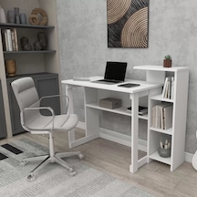 Reyo Home Enda Saye 5 Raflı Kitaplıklı Çalışma Masası Beyaz