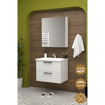 Teta Home Havana 65 Cm Mdf Gövde Membran Kapak Banyo Dolabı Seti Beyaz
