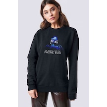 Doctor Who Angels Have The Phone Baskılı Siyah Kadın Sweashirt