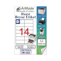 A4 Hazır Beyaz Etiket 105x38 Mm 100 Sayfa 1 Paket 14 Lü Kendinden Yapışkanlı Fotokopi Lazer İnkjet Kağıdı Yazıcılar İçin