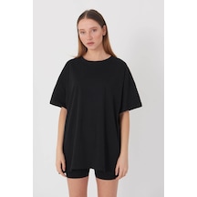 Blackjack Giyim Siyah Düz Oversize Tshirt Siyah