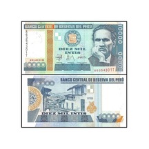 Peru 1988 Yılı 10.000 Intıs Kağıt Para Çil Unc Koleksiyon Para