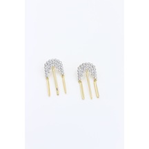 Çelik Küpe 14 - K 4cm Çok Renkli