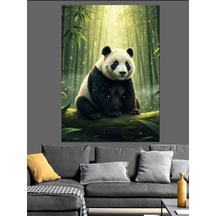 Ahşap Tablo Sevimli Oturan Panda Yavrusu İnsan Figürlü Tablolar