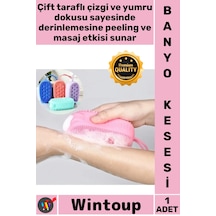 Kese Kaliteli Çift Tasarımlı Peeling Etkili Yumuşak Masaj Yapan Süngerli Silikon Banyo Kesesi Çok Renkli