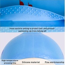 Dm Uzun Saçlar İçin Baskılı Silikon Yüzme Bone, Suya Dayanıklı - Tek Kırmızı Kırmızı