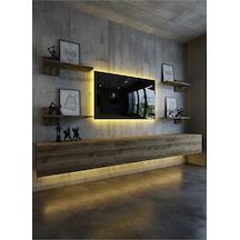 Resital Duvara Monte Ledli 270 Cm Tv Ünitesi Duvar Raflı - Ll6044 Ceviz
