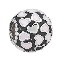 Nur Silver Pembe Kalp Gümüş Charm Nur-bl01303