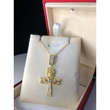 Ankh Mısır Scarab 925 Gümüş Kadın Kolye - Sevgiliye Eşe Anneye Arkadaşa Hediye Kolye