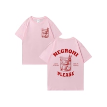 Flood Of Style Negroni Lütfen Grafik T Shirt Erkek Kadın Komik Kokteyl Meme Tee Boy Yüksek Kalite Yaz Pembe