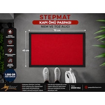 Nem Alıcı Toz Tutucu Çamur Sıyırıcı Pvc Taban Ve Pvc Bordürlü Velür Kırmızı Halılı Kapı Önü Paspası