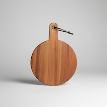 Akasya Ahşap Yuvarlak Sunum Tabağı 20x30 Cm Doğal Saplı Peynir, Şarküteri, Pizza Ve Meze Servis Tahtası Küçük Boy Modern Ahşap Sunumluk 1.2 Cm Kalınlık Açık Bej