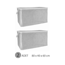 2 Adet Gri Çizgili Fermuarlı Mega Boy Hurç Yastık-yorgan-kıyafet Düzenleyici 80 40 60 Cm 80 X 40 K Diğer