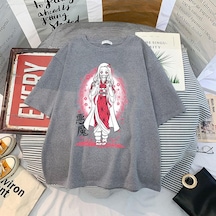 Gri Japon Animesi İblis Avcısı T Shirt Erkekler Kawaii Kimetsu Hiçbir Yaiba Grafik Tees Tanjirou Kamado Unisex Üstleri Komik Tişört Gri