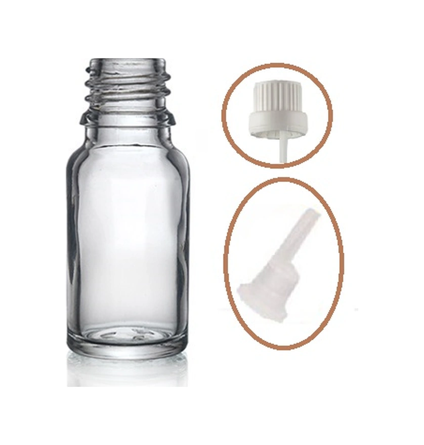 10ml Şeffaf Cam İçten Damlalıklı Şişe Beyaz Kapak, 24 Adet, Damlalıklı Şişe, Damlatmalı Şişe