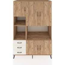 Kronos Dolap 9 Raflı 3 Çekmeceli 5 Kapaklı 132x59x195 Çam-çam... Çam