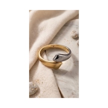 Çelik Pinterest Gold Gümüş 2 Renk Kelepçe Kadın Bileklik Gümüş - 891740783 Gümüş