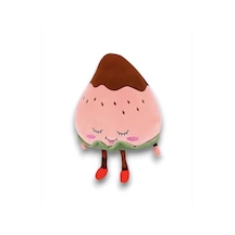 Sevimli Çilek Meyve Peluş Oyuncak Hediyelik Uyku Arkadaşı 27 Cm Bej