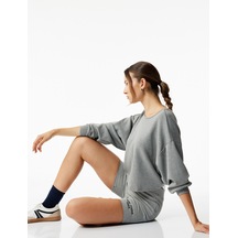 Koton Modal Kumaş Kayık Yaka Uzun Kollu Arkası Pencere Detaylı Sweatshirt Antrasit 6wak80070ek Antrasit