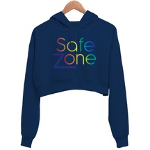 Safe Zone Lgbtq Tasarım Kadın Crop Hoodie Kapüşonlu Sweatshirt (525327609)