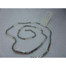 2,8Mm Gümüş Erkek Kolye Zincir Kral Model Şarnelli Kare Parçalı