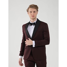 Dufy Bordo Erkek Slim Fit Sivri Yaka Smokin Takım - 92433 Bordo Dufy Bordo Erkek Slim Fit Sivri Yaka Smokin Takım - 92433 Bordo