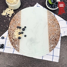 Kanallı Cam Kesme Tahtası - Arabesk Desen - Çap32cm-patentli Ürün