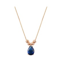 Gümüş Rose Safir Taşlı Doricalı Damla Kolye