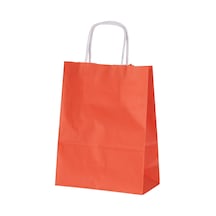 Burgu Saplı Turuncu Kağıt Çanta 18x8x24 Cm - 25 Adet