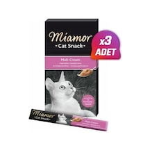 3 Adet - Miamor Cream Malt Özlü Sıvı Kedi Ödülü 6x15 Gr