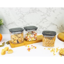 3 Adet 0.5 Lt İstiflenebilir Kristal Vakumlu Erzak Kabı 0.5 Lt Vakumlu Saklama Kabı