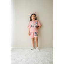 Jeliboom Stıch Baskılı Penye Şortlu Kız 2 Li Takım 3-10 Yaş -6659220 - Pembe
