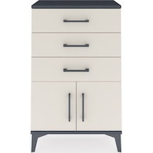 Arges Komodin 3 Çekmeceli 2 Kapaklı 60x30x96 Antrasit-aytaşı Antrasit